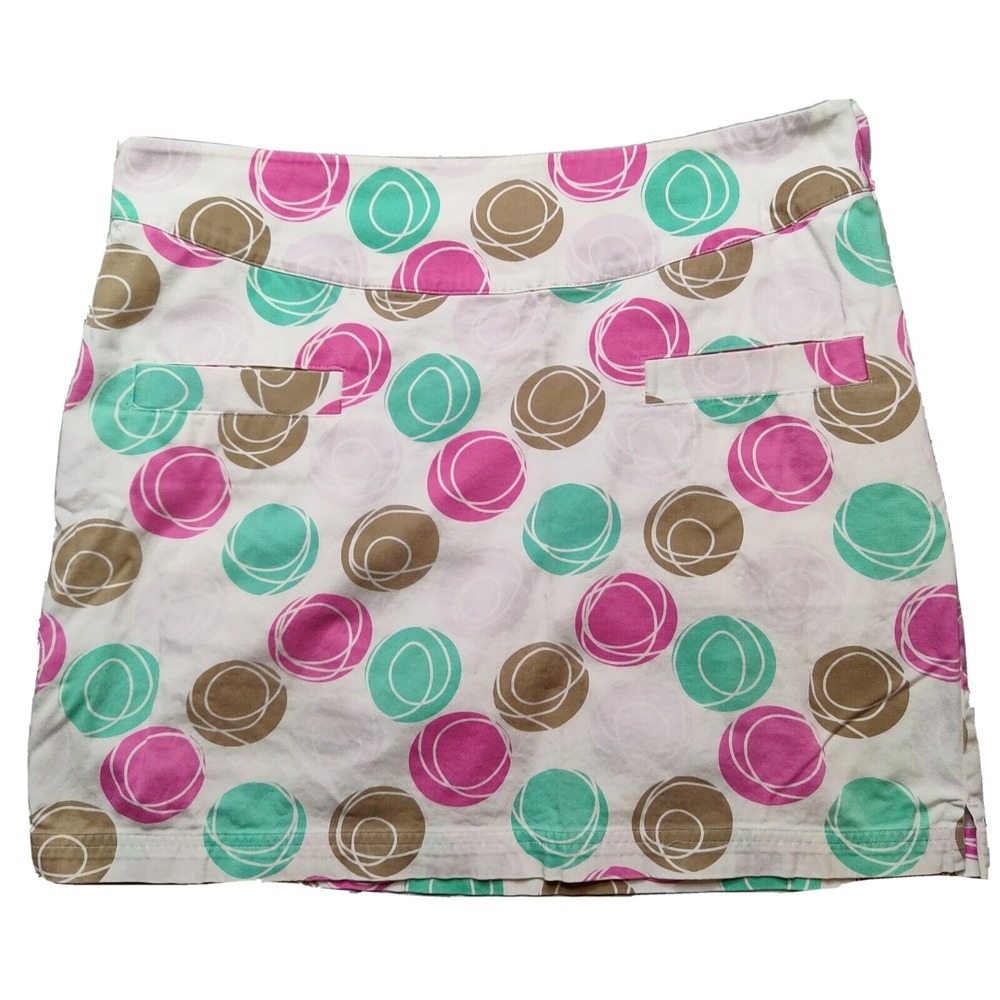 LIJA Women Size 8 Geo Print White Multicolor 16" Golf Skort